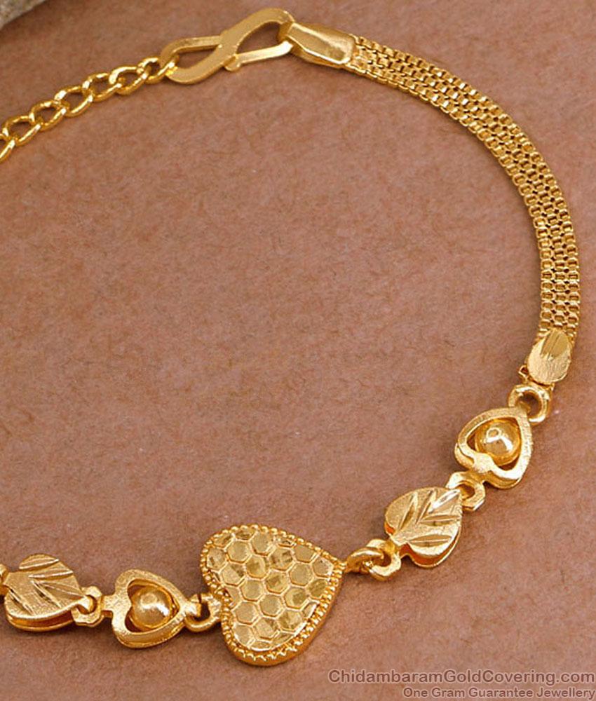 Latest One Gram Gold Heart Bracelet Bridal Collections For Women BRAC1085