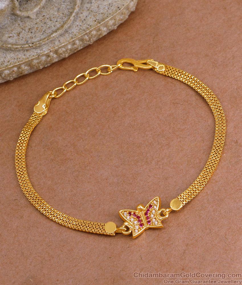 Ruby White Stone Gold Imitation Bracelet Butterfly Design BRAC1088