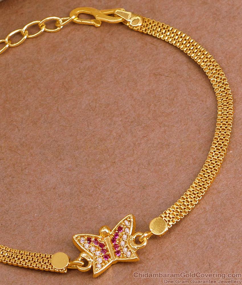 Ruby White Stone Gold Imitation Bracelet Butterfly Design BRAC1088