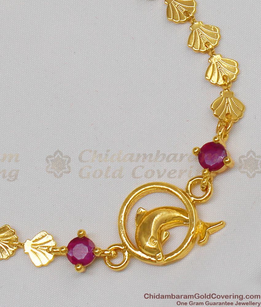 Double Ruby Stone Dolphin Design Gold Plated Shell Bracelet Trendy Jewelry BRAC109 Double Ruby Stone Dolphin Design Gold Plated Shell Bracelet Trendy Jewelry BRAC109
