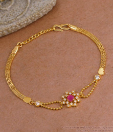 Stylish Floral Design Ruby White Stone Bracelet For Women BRAC1090 Stylish Floral Design Ruby White Stone Bracelet For Women BRAC1090