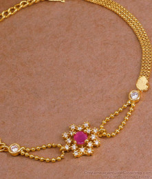 Stylish Floral Design Ruby White Stone Bracelet For Women BRAC1090 Stylish Floral Design Ruby White Stone Bracelet For Women BRAC1090