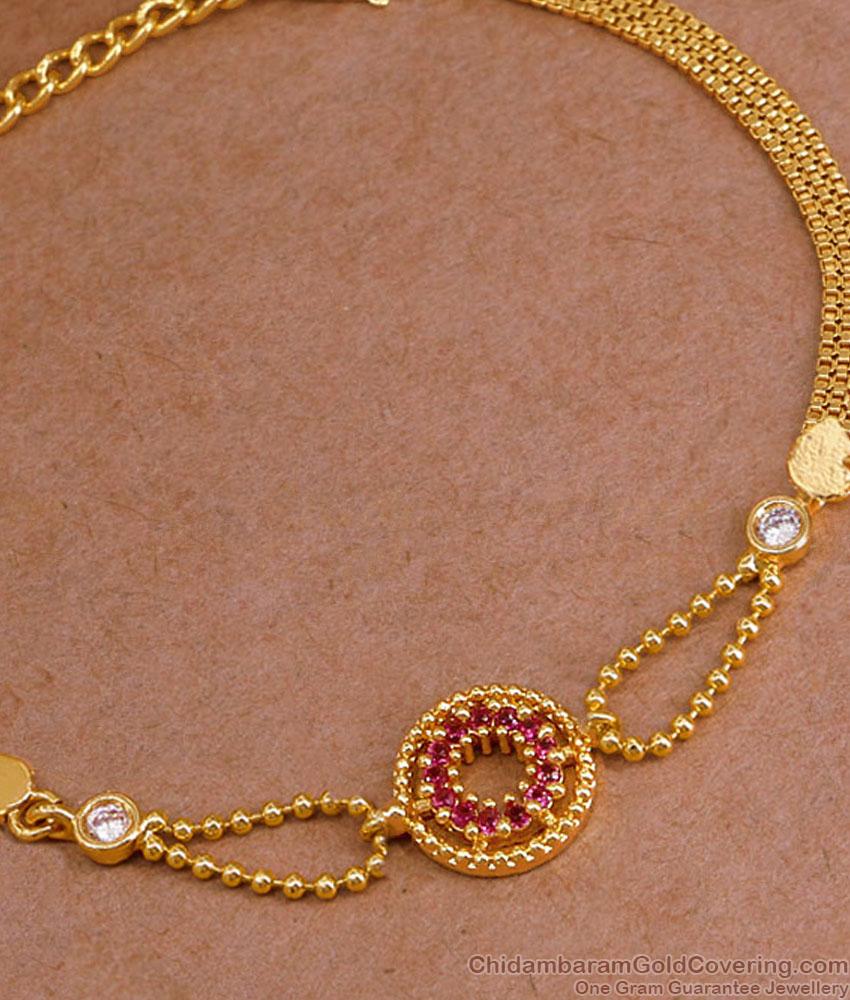 Buy One Gram Gold Ruby Stone Bracelet At Affordable Price BRAC1091