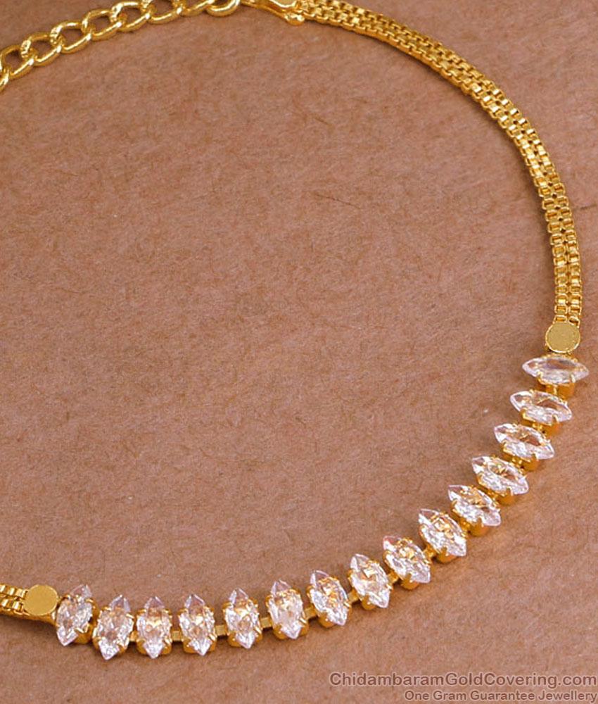 Stunning White Stone Gold Imitation Bracelet Light Weight Design BRAC1092