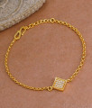 Regular Wear Gold Plated White Stone Chain Bracelet Online BRAC1093