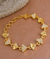 22Kt Solid Gold Design Heart Charms Bracelet With White Stone BRAC1094