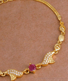 New Model Floral Design Ruby White Stone Gold Bracelet BRAC1096 New Model Floral Design Ruby White Stone Gold Bracelet BRAC1096