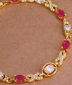 Glittering Ruby White Stone Gold Tone Bracelet Shop Online BRAC1097