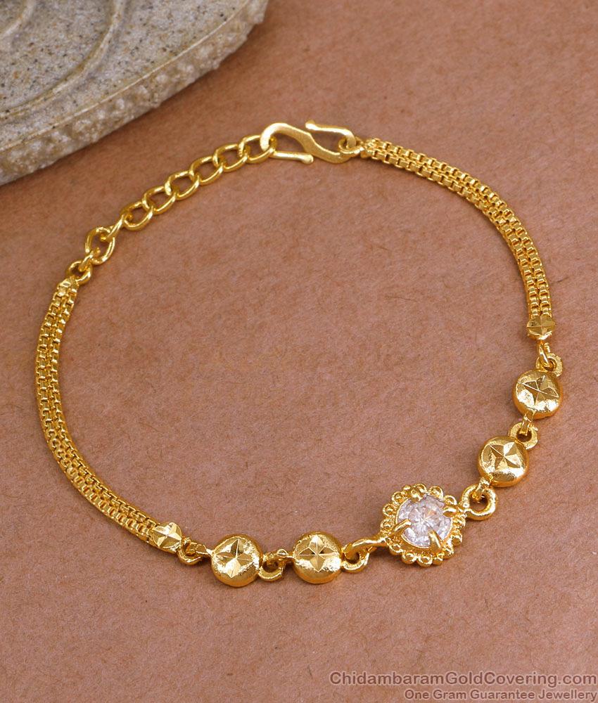Real Gold Design Single White Stone Bracelet For Daily Wear BRAC1098