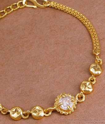 Real Gold Design Single White Stone Bracelet For Daily Wear BRAC1098