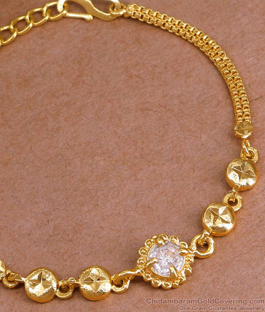 Real Gold Design Single White Stone Bracelet For Daily Wear BRAC1098