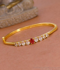 Stylish Ruby White Diamond Gold Bracelet Kada Designs Online BRAC1100