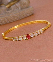 Stylish Ruby White Diamond Gold Bracelet Kada Designs Online BRAC1100