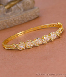 Unique American Diamond Gold Imitation Kada Bracelet For Party Wear BRAC1102