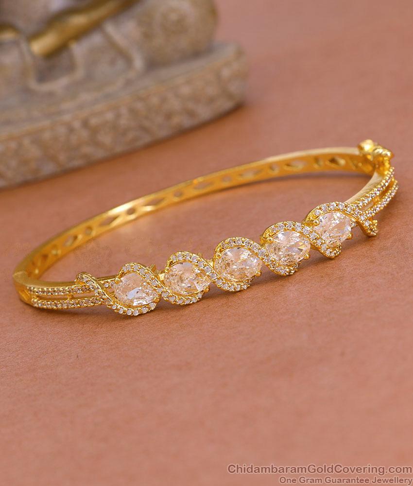 Unique American Diamond Gold Imitation Kada Bracelet For Party Wear BRAC1102