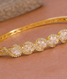 Unique American Diamond Gold Imitation Kada Bracelet For Party Wear BRAC1102 Unique American Diamond Gold Imitation Kada Bracelet For Party Wear BRAC1102