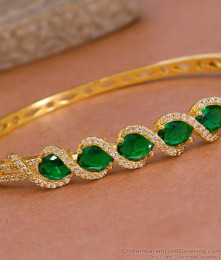 New Arrival Green Stone Gold Imitation Kada Bracelet Shop Online BRAC1103 New Arrival Green Stone Gold Imitation Kada Bracelet Shop Online BRAC1103
