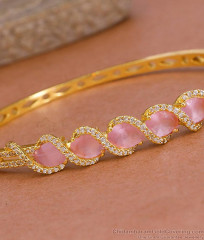 Trendy Pink Diamond Stone Gold Imitation Kada Bracelet Shop Online BRAC1105
