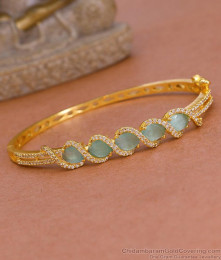 Regular Use Gold Plated Kada Bracelet With Green Gemstone BRAC1106 Regular Use Gold Plated Kada Bracelet With Green Gemstone BRAC1106