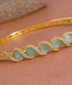 Regular Use Gold Plated Kada Bracelet With Green Gemstone BRAC1106
