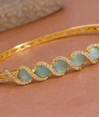Regular Use Gold Plated Kada Bracelet With Green Gemstone BRAC1106 Regular Use Gold Plated Kada Bracelet With Green Gemstone BRAC1106