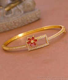 Flower Design Ruby Stone Gold Imitation Kada Bracelet For College Wear BRAC1109 Flower Design Ruby Stone Gold Imitation Kada Bracelet For College Wear BRAC1109