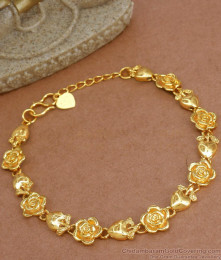 Adorable Rose With Heart Dollar Trendy Gold Tone Bracelet For Regular Use BRAC111 Adorable Rose With Heart Dollar Trendy Gold Tone Bracelet For Regular Use BRAC111