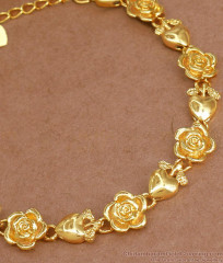 Adorable Rose With Heart Dollar Trendy Gold Tone Bracelet For Regular Use BRAC111