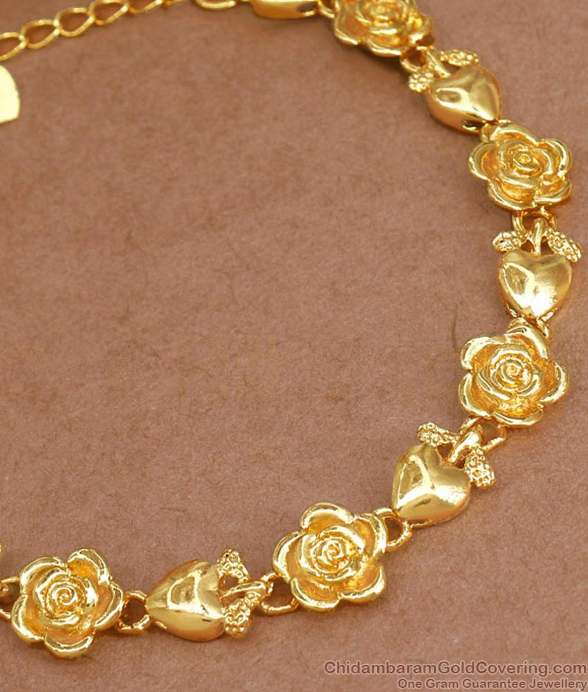 Adorable Rose With Heart Dollar Trendy Gold Tone Bracelet For Regular Use BRAC111