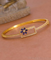 Light Weight 1 Gram Gold Kada Bracelet Sapphire Stone Flower Design BRAC1110