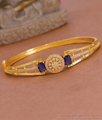 Elegant Bridal Wear Gold Covering Kada Bracelet With Stone BRAC1114