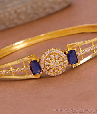 Elegant Bridal Wear Gold Covering Kada Bracelet With Stone BRAC1114