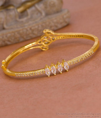 Double Design Gold Imitation Kada Bracelet With Ad Stone BRAC1115