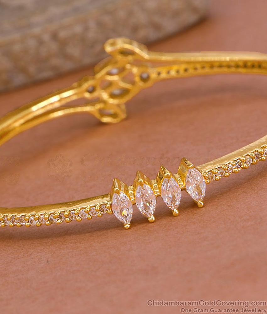 Double Design Gold Imitation Kada Bracelet With Ad Stone BRAC1115
