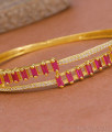 High Quality Gold Imitation Kada Bracelet Ruby Stone Design For College Wear BRAC1118