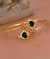 Traditional Green Palakka Stone Gold Imitation Bracelet Design Online BRAC1120