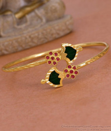 Traditional Green Palakka Stone Gold Imitation Bracelet Design Online BRAC1120 Traditional Green Palakka Stone Gold Imitation Bracelet Design Online BRAC1120