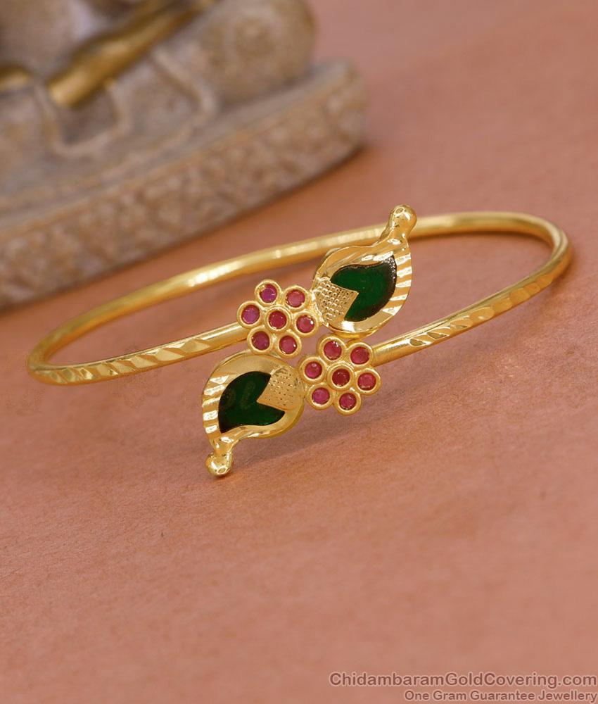 Classic 1 Gram Gold Mango Design Palakka Stone Bracelet Shop Online BRAC1121 Classic 1 Gram Gold Mango Design Palakka Stone Bracelet Shop Online BRAC1121