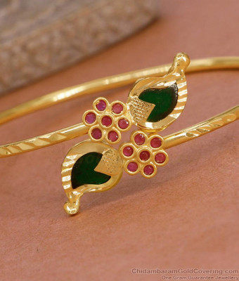 Classic 1 Gram Gold Mango Design Palakka Stone Bracelet Shop Online BRAC1121