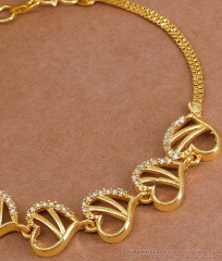 White Stone Heart Charms Gold Imitation Bracelet For Women BRAC1122 White Stone Heart Charms Gold Imitation Bracelet For Women BRAC1122