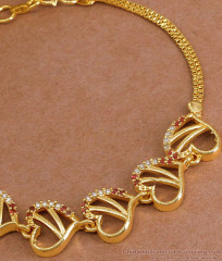 Trendy Ruby White Stone 1 Gram Gold Bracelet Heart Design BRAC1124 Trendy Ruby White Stone 1 Gram Gold Bracelet Heart Design BRAC1124
