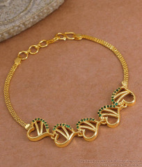 Ad Green Stone Gold Plated Heart Bracelet For Women Fashion BRAC1125 Ad Green Stone Gold Plated Heart Bracelet For Women Fashion BRAC1125