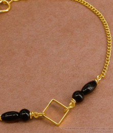 Light Weight Gold Chain Bracelet Black Beaded Design Shop Online BRAC1126