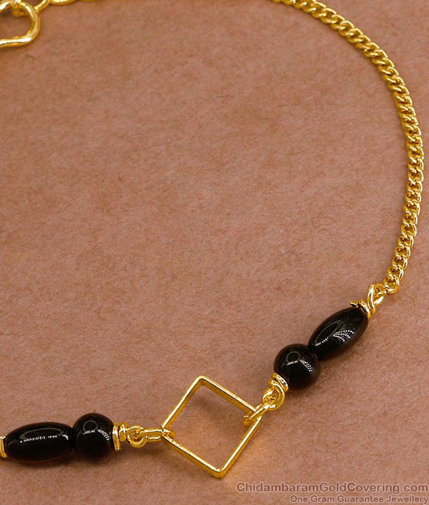 Light Weight Gold Chain Bracelet Black Beaded Design Shop Online BRAC1126 Light Weight Gold Chain Bracelet Black Beaded Design Shop Online BRAC1126