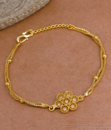 Beautiful Double Chain Type Gold Imitation Bracelet Flower Design BRAC1127