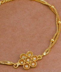 Beautiful Double Chain Type Gold Imitation Bracelet Flower Design BRAC1127