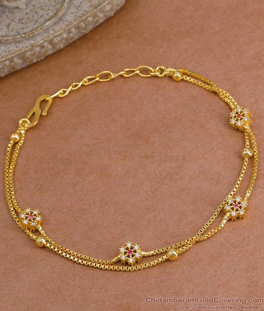 New Arrival Ruby White Stone Gold Imitation Bracelet Chain Design BRAC1128