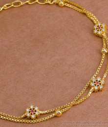 New Arrival Ruby White Stone Gold Imitation Bracelet Chain Design BRAC1128