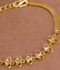 Plain One Gram Gold Bracelet Floral Design For Regular Use BRAC1130