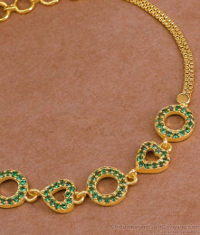 Stylish Green Stone Heart Charm Gold Imitation Bracelet Shop Online BRAC1132